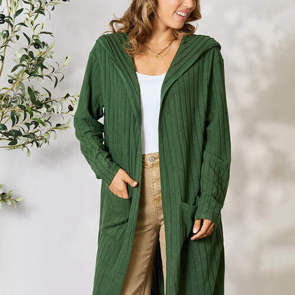 Basic Bae Full Size Hooded Sweater Cardigan - Vickie Lynn's