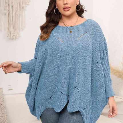 Plus Size Round Neck Batwing Sleeve Sweater