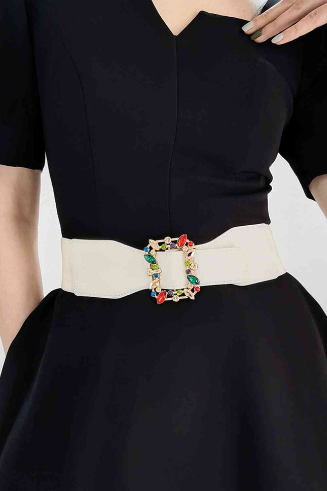 Multicolored Leaf Buckle Elastic Belt