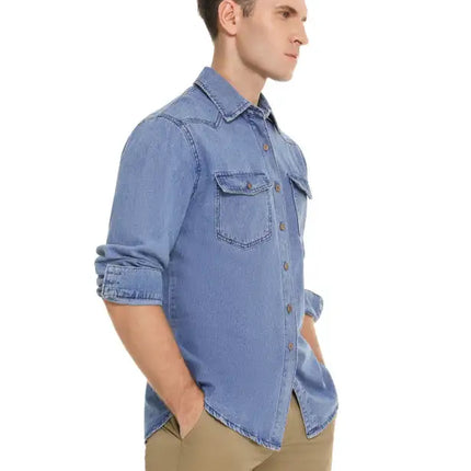 Camisa vaquera de manga larga informal a la moda para hombre 