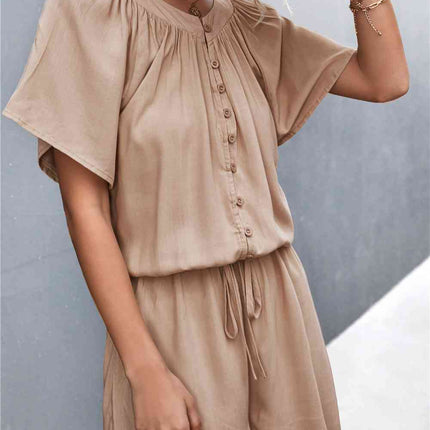 Buttoned Gather Detail Romper