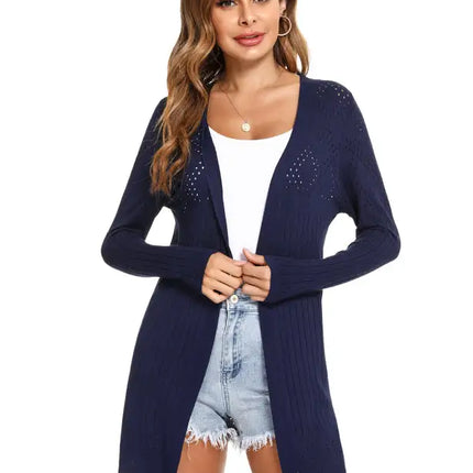Cárdigan de manga larga de punto abierto para mujer 