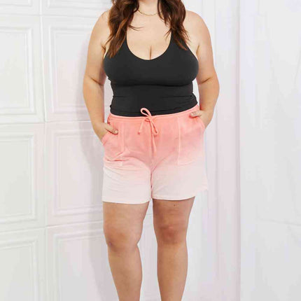 Zenana In The Zone Full Size Dip Dye High Waisted Shorts in Coral