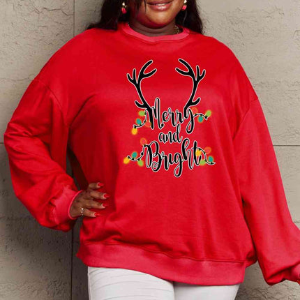 Simply Love Full Size MERRY AND BRIGHT Graphic Sweatshirt
