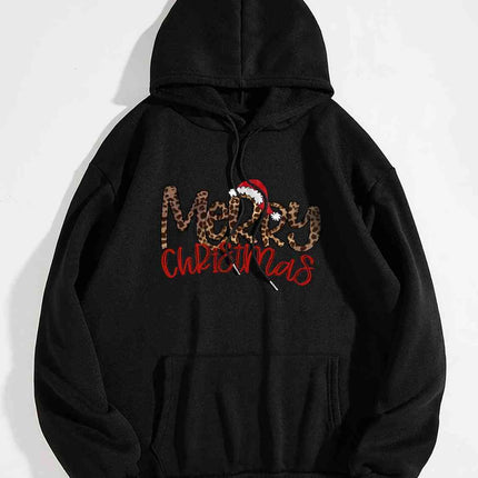 MERRY CHRISTMAS Graphic Drawstring Hoodie - Vickie Lynn's