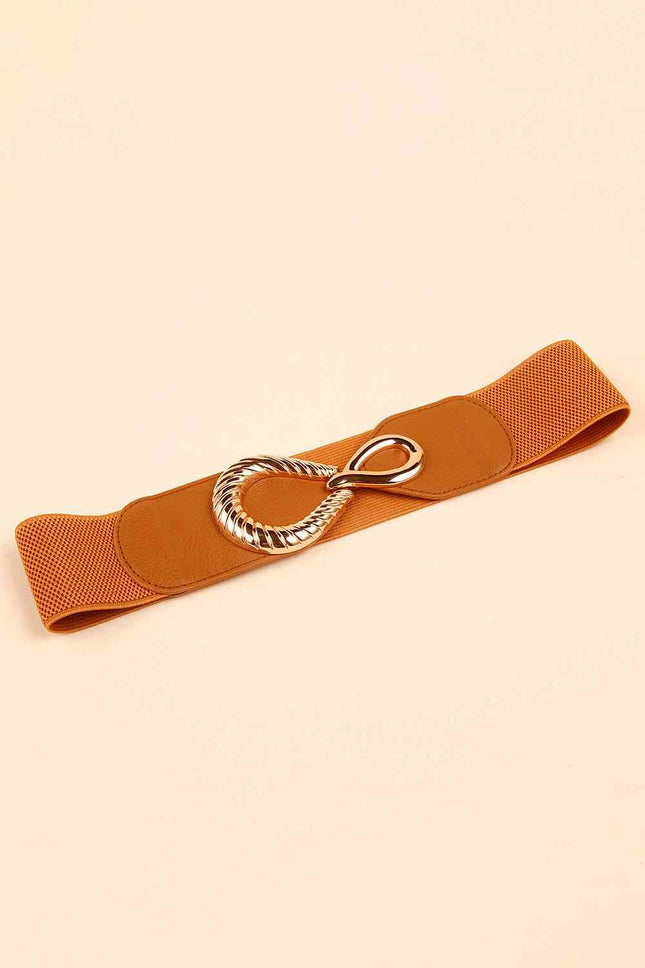 Ribbed Alloy Buckle Elastic Belt