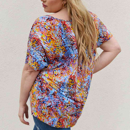 Be Stage Full Size Printed Dolman Flowy Top