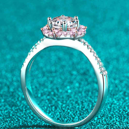 1 Carat Moissanite Flower-Shaped Crisscross Ring