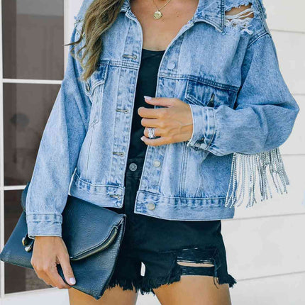 Distressed Fringe Denim Jacket