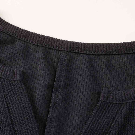 Notched Neck Long Sleeve Romper