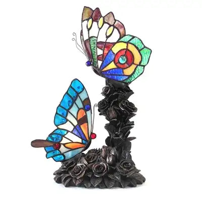 "EDITH 2" Tiffany-style 2 Light Butterfly Table Lamp