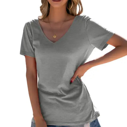 Women's Lace Stitching V-Neck Short Sleeve T-Shirt Open Back Small Sexy Top