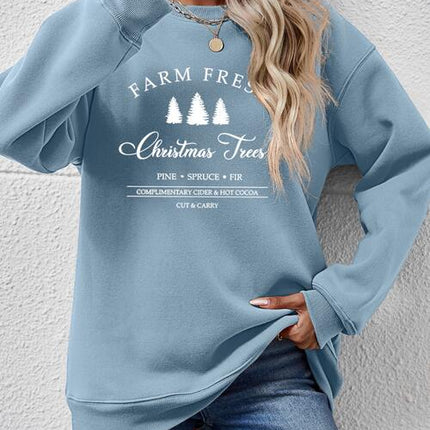 Graphic Round Neck Dropped Shoulder Sweatshirt