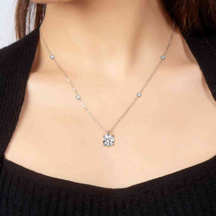 2 Carat Moissanite 4-Prong 925 Sterling Silver Necklace