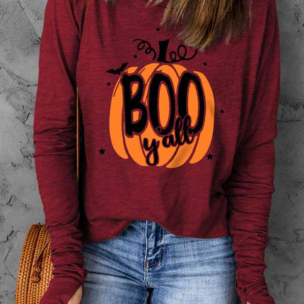 Pumpkin Graphic Thumbhole Sleeve T-Shirt