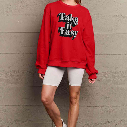 Simply Love Full Size TAKE IT EASY Graphic Sweatshirt