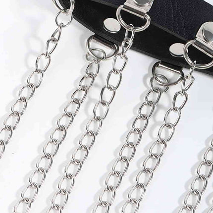 Fringed Chain PU Leather Belt