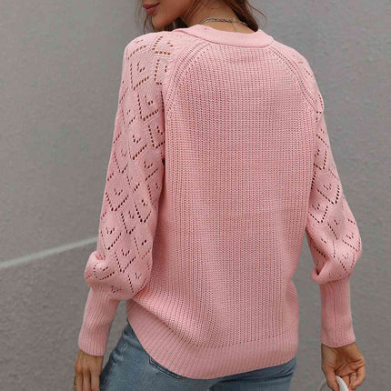 Double Take Rib-Knit Plunge Raglan Sleeve Cardigan