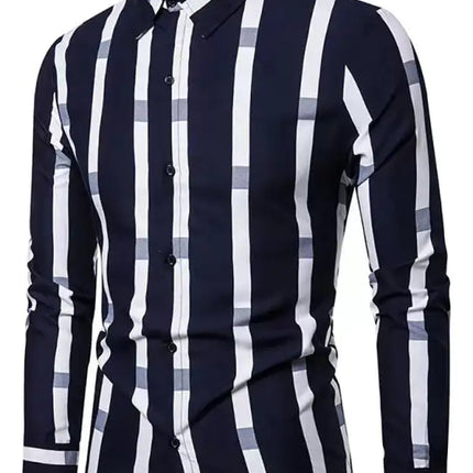 Men's Casual Dress Shirt Button Down Shirts Long-Sleeve Work Shirt Spread Collar Tops