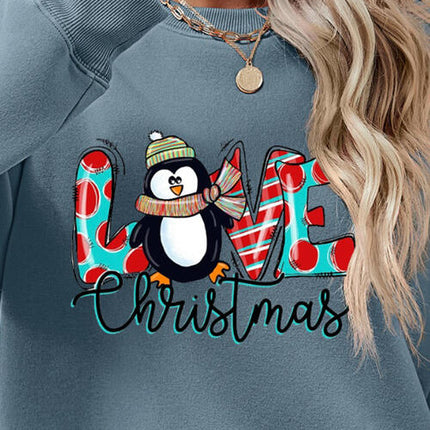 LIVE CHRISTMAS Drop Shoulder Round Neck Sweatshirt