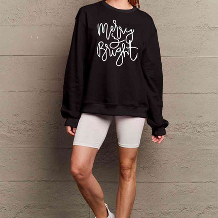 Simply Love Full Size MERRY AND BRIGHT Graphic Sweatshirt