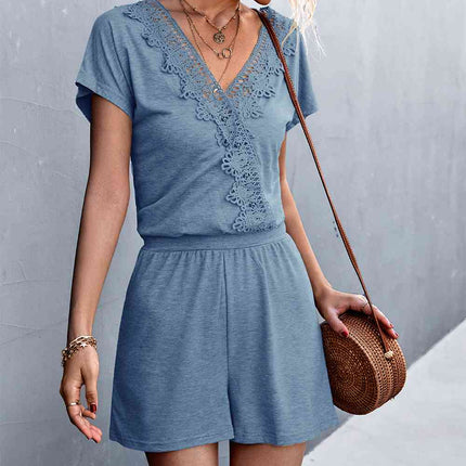 Lace Trim V-Neck Romper