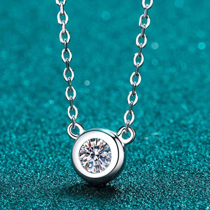 Moissanite Round Pendant Chain Necklace