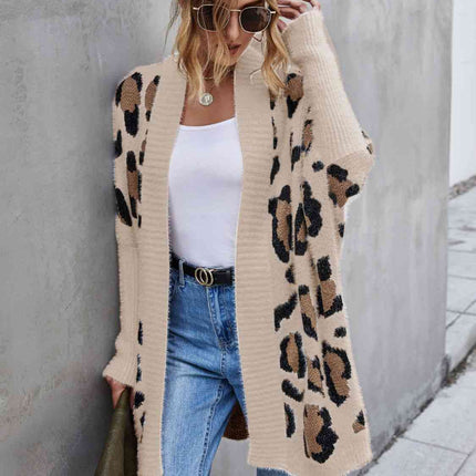Leopard Pattern Fuzzy Cardigan