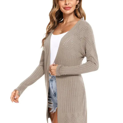 Cárdigan de manga larga de punto abierto para mujer 