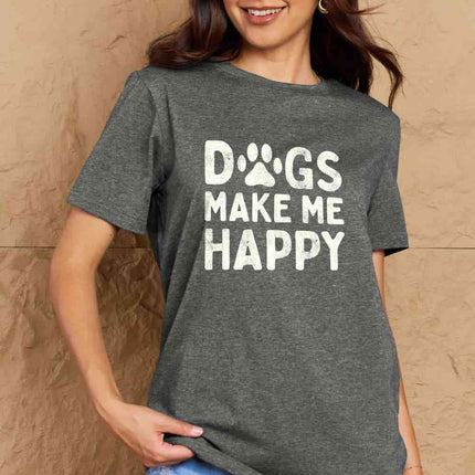 Simply Love Full Size DOGS MAKE ME HAPPY Graphic Cotton T-Shirt