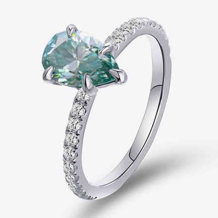 1.5 Carat Teardrop Shape Moissanite 925 Sterling Silver Ring