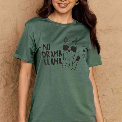 Simply Love Full Size NO DRAMA LLAMA Graphic Cotton Tee