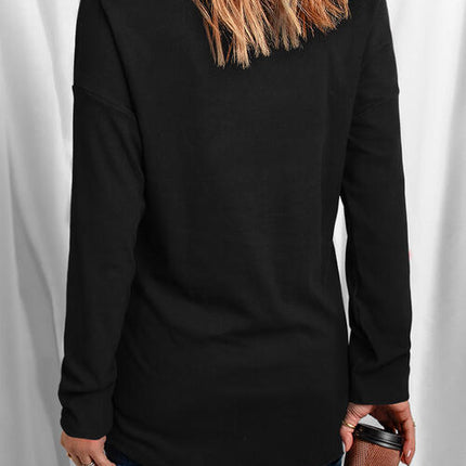 Letter Graphic V-Neck Long Sleeve T-Shirt