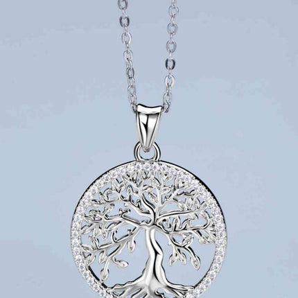 Adored 925 Sterling Silver Moissanite Tree Pendant Necklace
