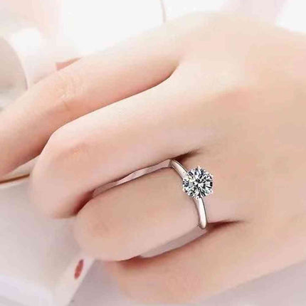 Adored 925 Sterling Silver 3 Carat Moissanite 6-Prong Ring