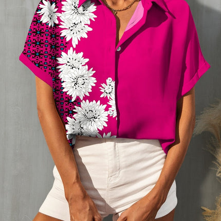 Printed Button Up Short Sleeve Shirt