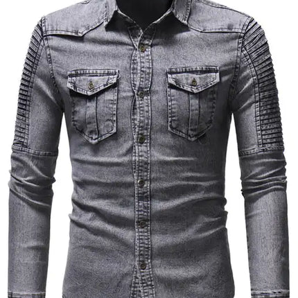 Men's Fashion Patchwork Denim Shirt