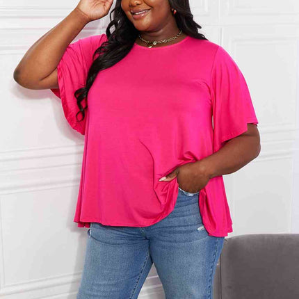 Yelete Full Size More Than Words Flutter Sleeve Top