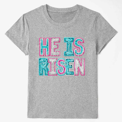 HE IS RISEN Sequin Round Neck T-Shirt