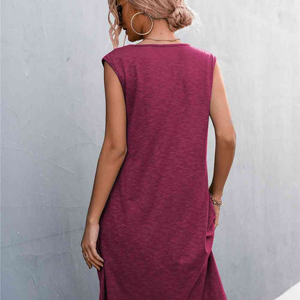 V-Neck Frill Trim Sleeveless Dress