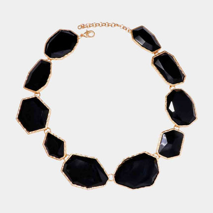 Geometrical Shape Zinc Alloy Frame Resin Necklace