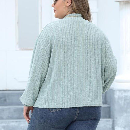 Plus Size Mock Neck Long Sleeve Knit Top