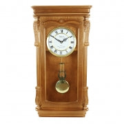 Bedford Clock Collection Golden Oak Chiming Pendulum Wall Clock