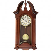 Bedford Clock Collection Delphine 27 Inch Mahogany Chiming Pendulum Wall Clock