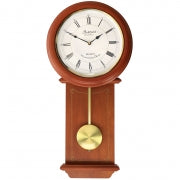 Bedford Clock Collection Olivia 24.5 Inch Cherry Wood Chiming Pendulum Wall Clock