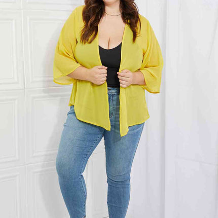Melody Just Breathe Full Size Chiffon Kimono in Yellow