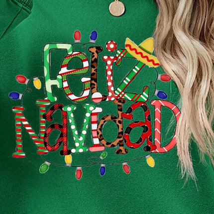 FELIZ NAVIDAD Round Neck Drop Shoulder Sweatshirt
