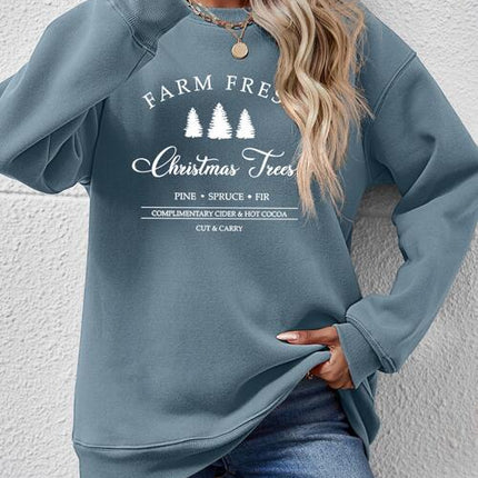 Graphic Round Neck Dropped Shoulder Sweatshirt