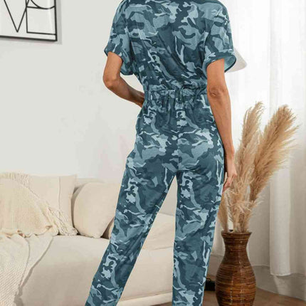 Surplice Neck Tied Short Sleeve Jumpsuit