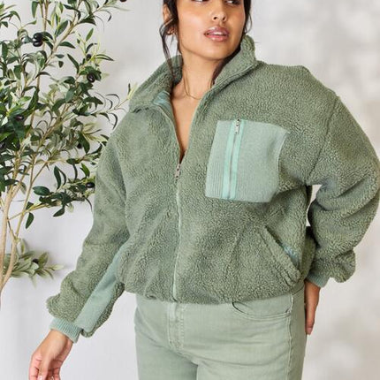 Heimish Full Size Zip Up Collared Neck Jacket - Vickie Lynn's